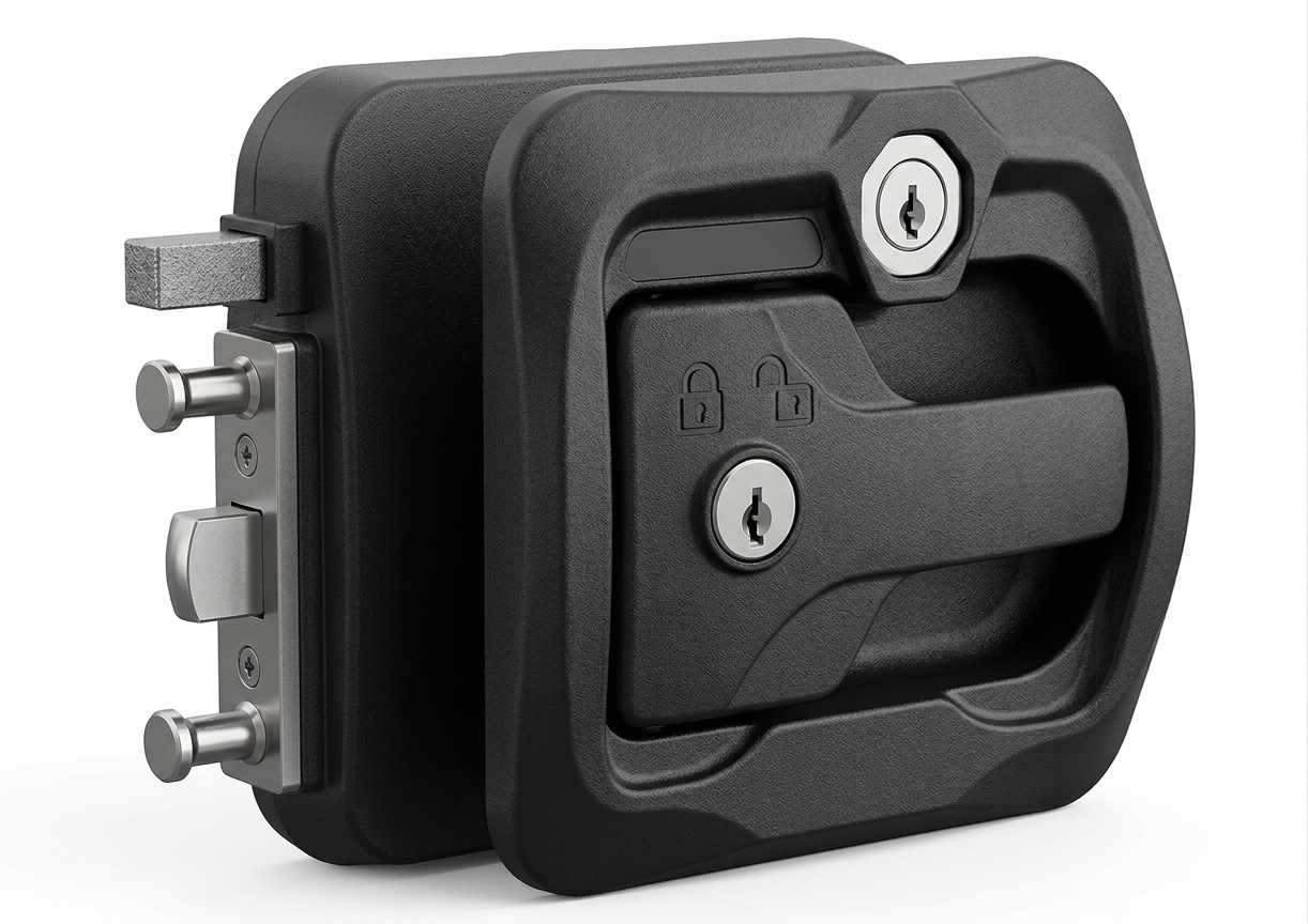 Keyed RV paddle-handle door lock