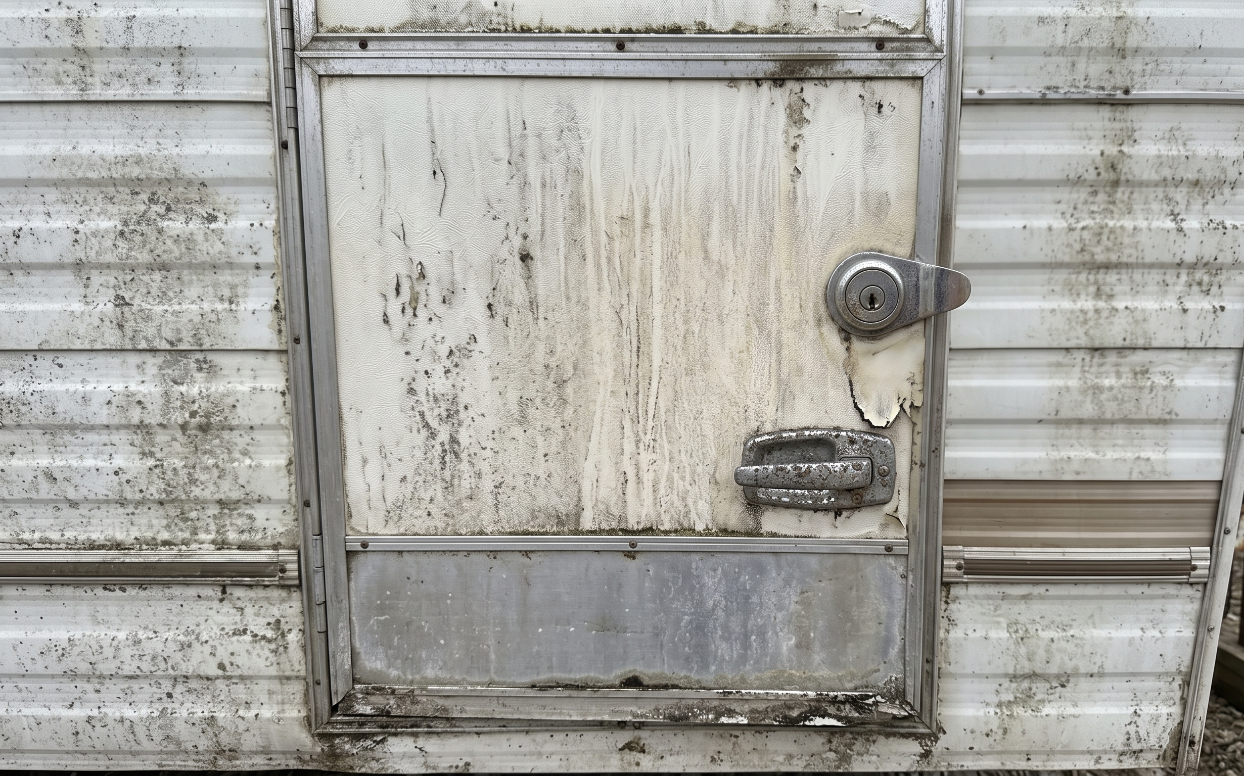 Worn Factory RV door with CH751 lock